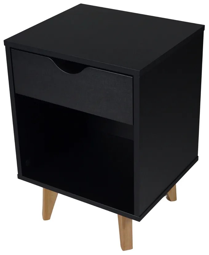 Mesa de Cabeceira Bilbo Com 01 Gaveta Preto - D'Rossi