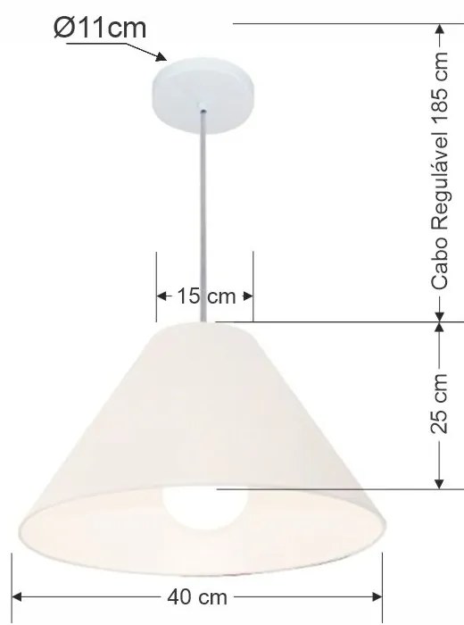 Pendente Cone Branco MJ-4078 Para Mesa de Jantar e Estar