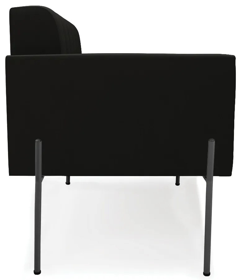 Sofá Namoradeira 2 Lugares Pé de Ferro Preto Elisa Suede D03 - D'Rossi - Preto