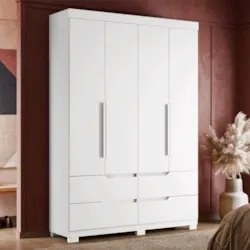 Guarda Roupa Solteiro 160cm 4 Portas Doble Branco - Albatroz