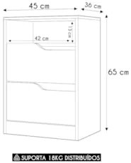 Mesa de Cabeceira 2 Gavetas Sole Flex Branco/Freijó - Albatroz