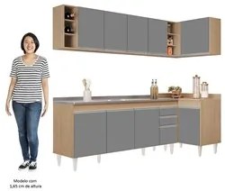 Armário de Cozinha Modulado de Canto Esquerdo 5 Peças CP54 com Pia Ino