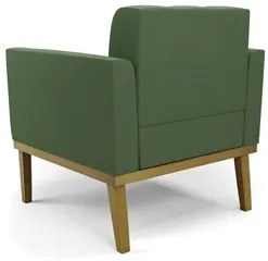Poltrona Base Madeira Castanho Kit 2 Ana Suede Verde - Ibiza