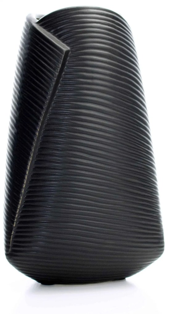 Vaso Decorativo Dobradura Preto em Cerâmica 25x16 cm - D'Rossi
