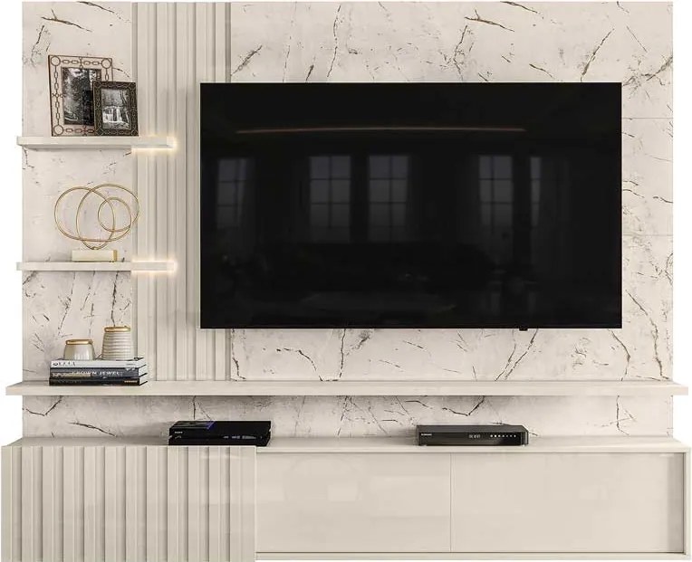 Bancada Suspensa Mesaque MDP Pintura DIP até 65 Calacata/OffWhite G97 - Gran Belo