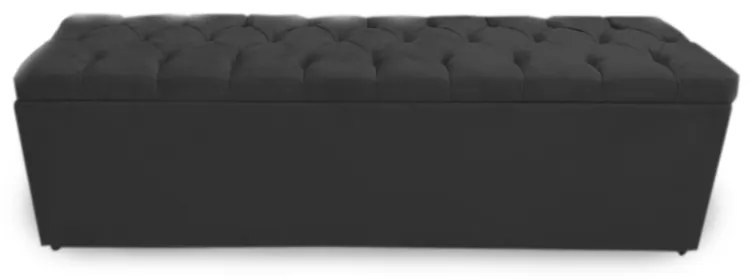 Calçadeira Baú Solteiro 100cm Nicole Capitonê Suede Preto - Sheep Estofados - Preto