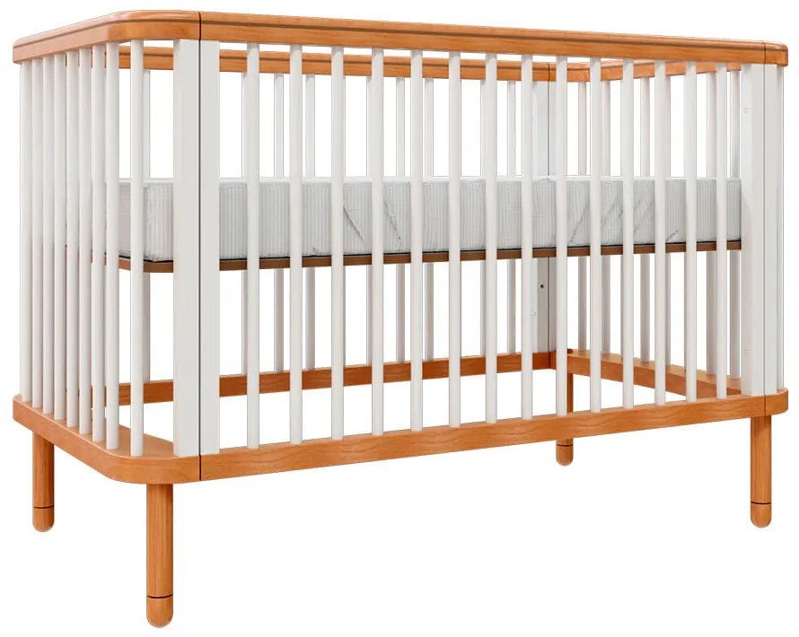 Berço Evolutivo Joy 3 em 1 Pés Madeira - Branco