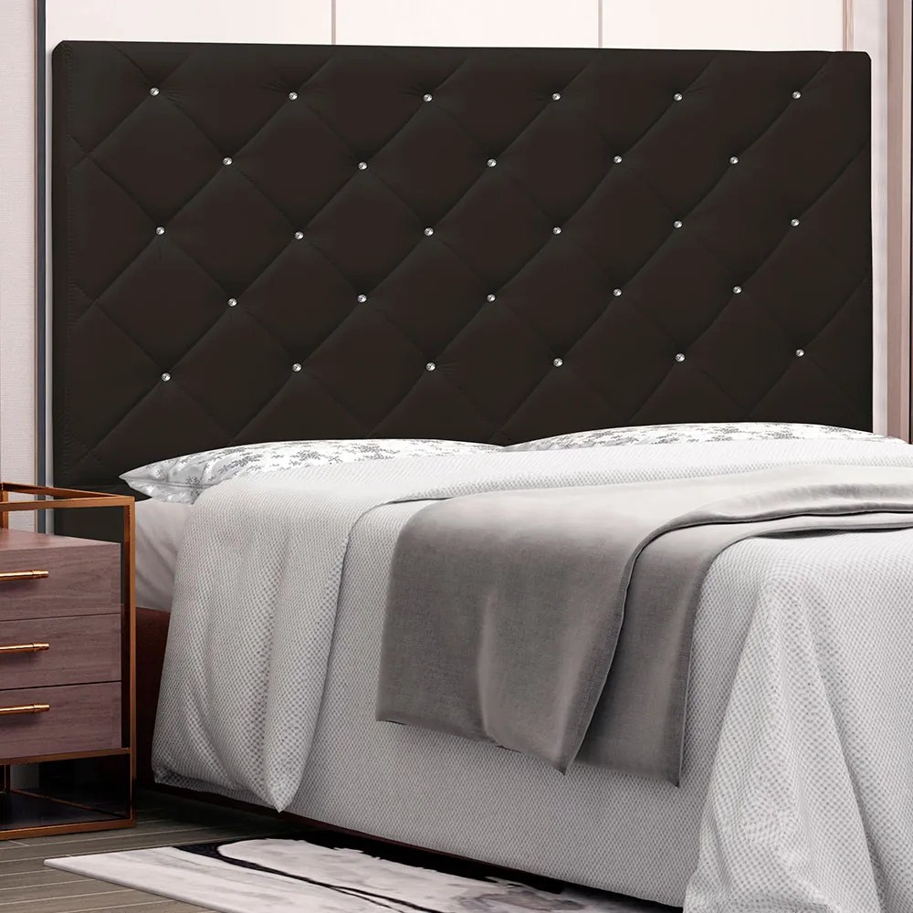 Cabeceira Tania Para Cama Box Queen 160 cm Corino S04 - D'Rossi - Marrom
