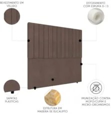 Cabeceira Cama Box Queen 160cm Estofada Plutus Veludo Marrom Z04 - Mpo