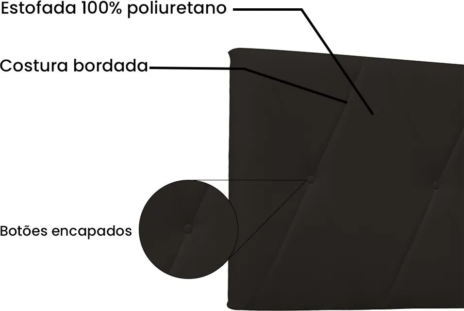 Painel Aquilla Para Cama Box King 195 cm Corino S04 - D'Rossi - Marrom