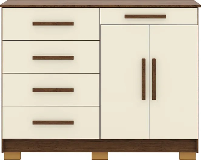 Cômoda Quarto 122cm com 2 Portas Sapateira Vitória V01 - D'Rossi - Imbuia e Champanhe