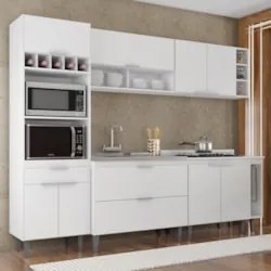 Armário de Cozinha CP07 Com Pia 100cm Pérola Z34 Branco - Mpozenat