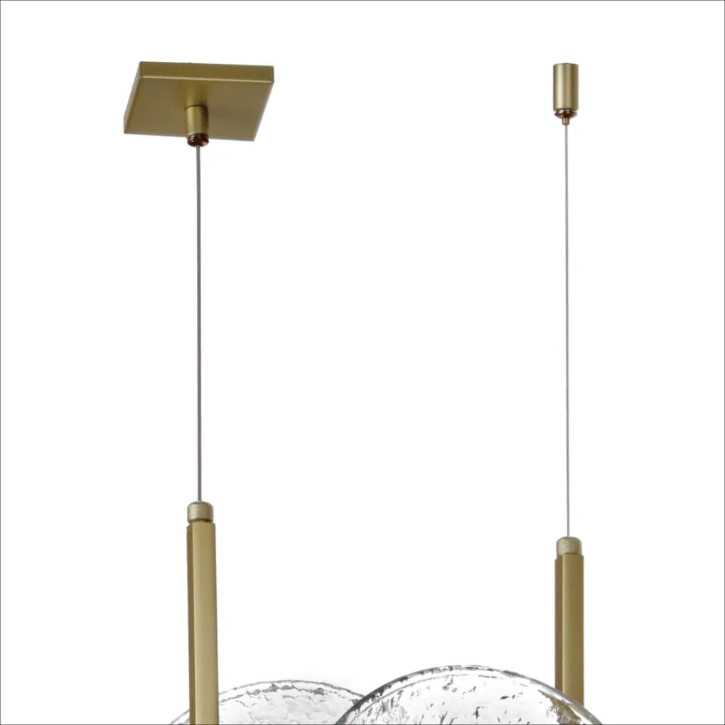 Pendente Cerchio 27X16,5X30Cm Disco De Vidro E Metal Alumínio 02Xled 5... (COBRE FOSCO)