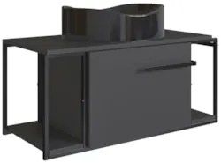 Gabinete Banheiro Suspenso 80cm Cuba Oval Ripy Grafite/Preto Z54 - Mpo