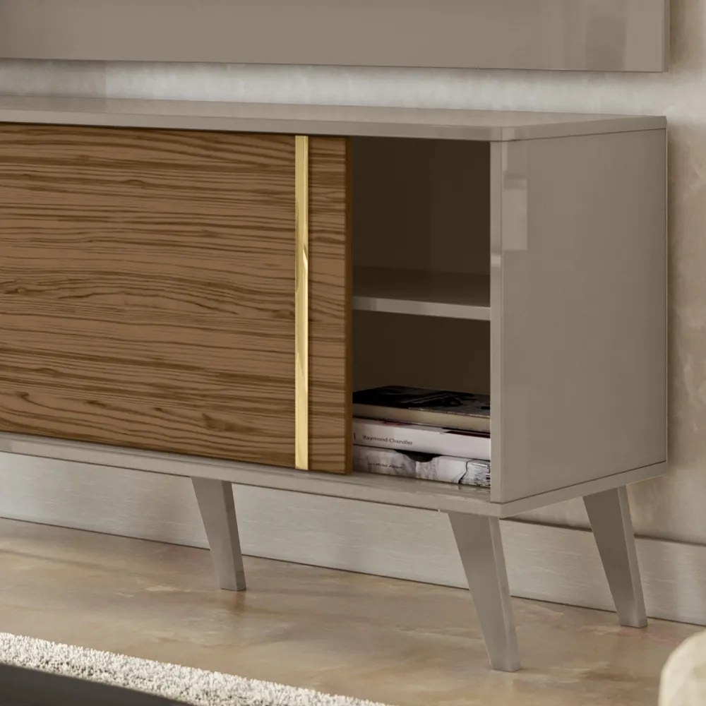 Painel TV 60 Pol 160cm com Rack Bancada para Sala Hylon M20 - D'Rossi - Fendi e Naturale
