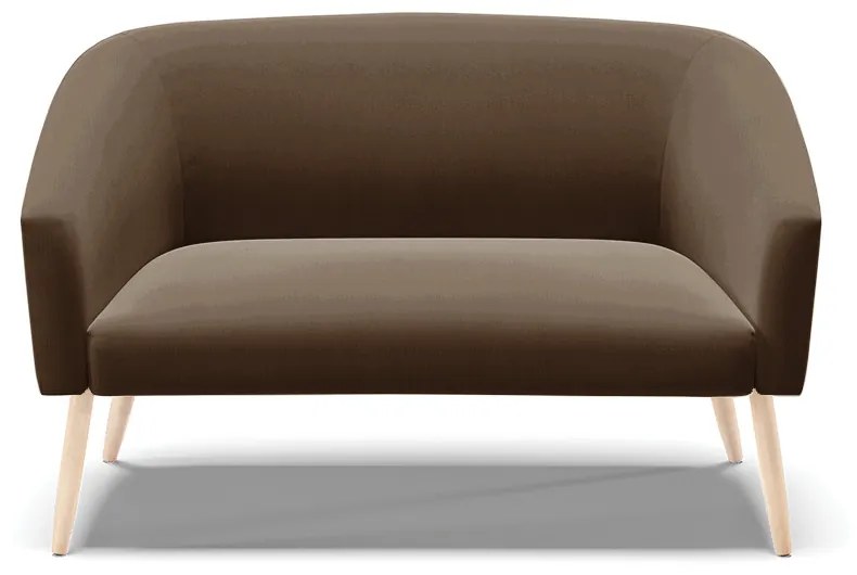 Namoradeira 02 Lugares Stella Suede Marrom Pés Palito Natural - D'Rossi