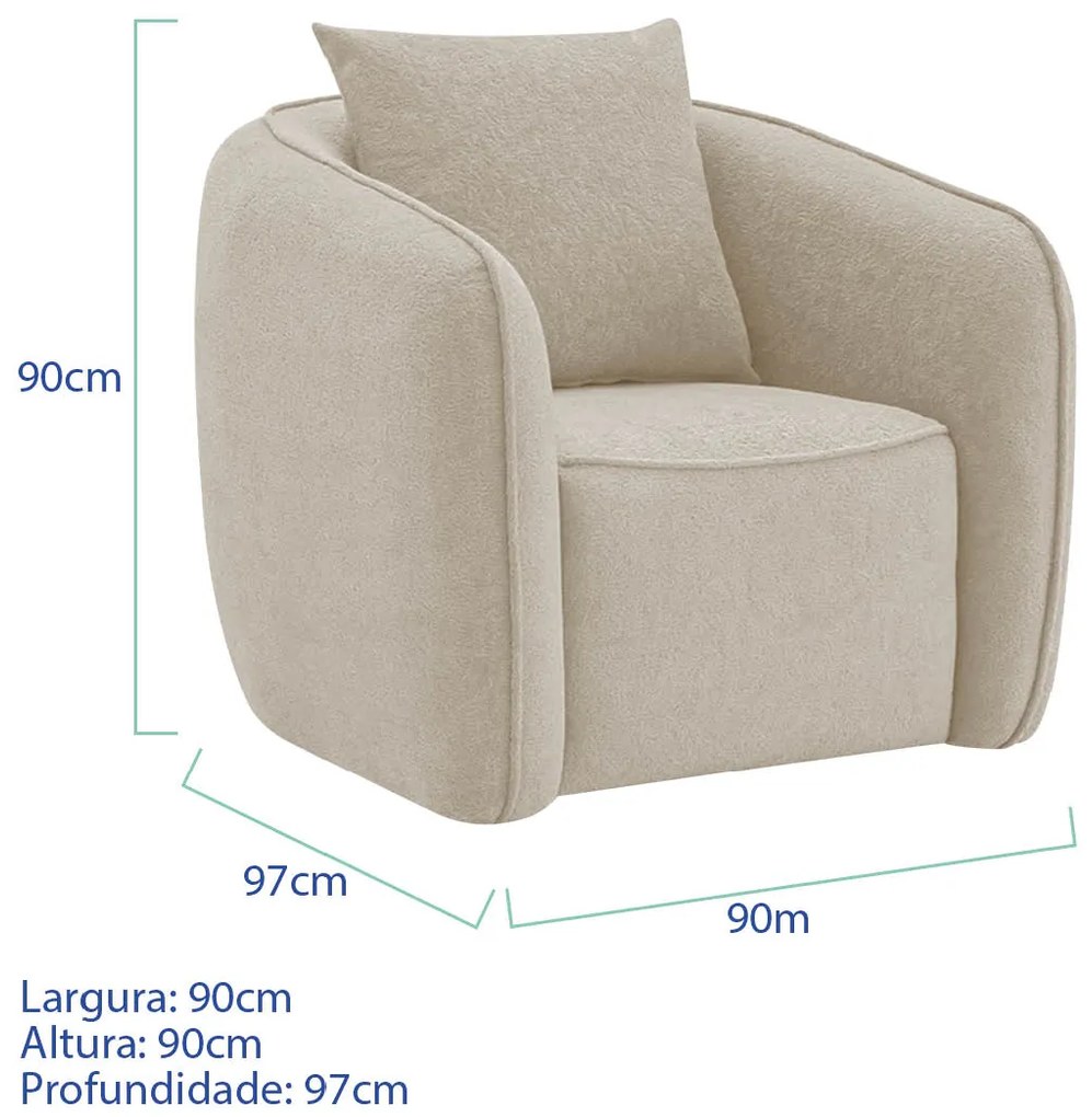 Kit 02 Poltronas Decorativas Sala de Estar Recepção Florença Linho - ADJ Decor