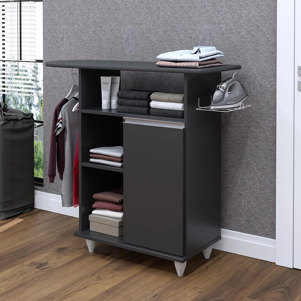 Tábua de Passar com Balcão 01 Porta Lis 107 cm - D'Rossi - Preto