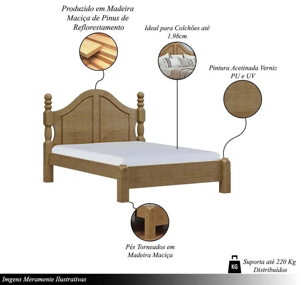 Cama de Casal Queen Size Madeira Maciça Naipe Freijó G74 - Gran Belo