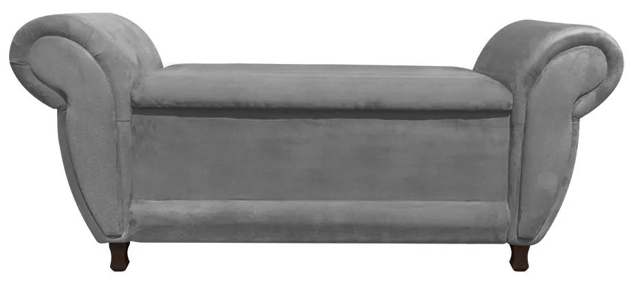 Recamier com Baú Itália Namoradeira Calçadeira Suede Grafite - D'Rossi