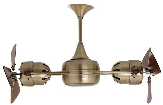 Ventilador De Teto Aco Madeira Ouro Velho Mini Duplo