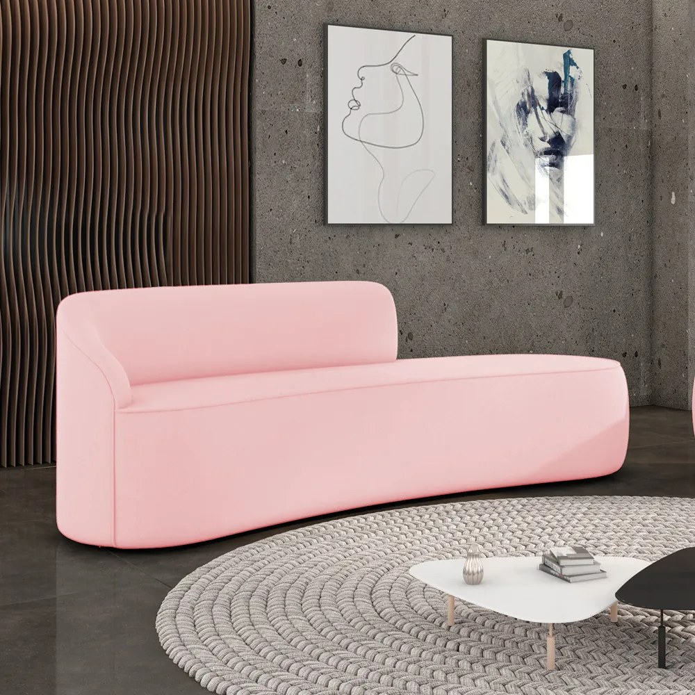 Sofá 4 Lugares Orgânico 220 cm Morgan Suede D03 - D'Rossi - Rosa Bebê