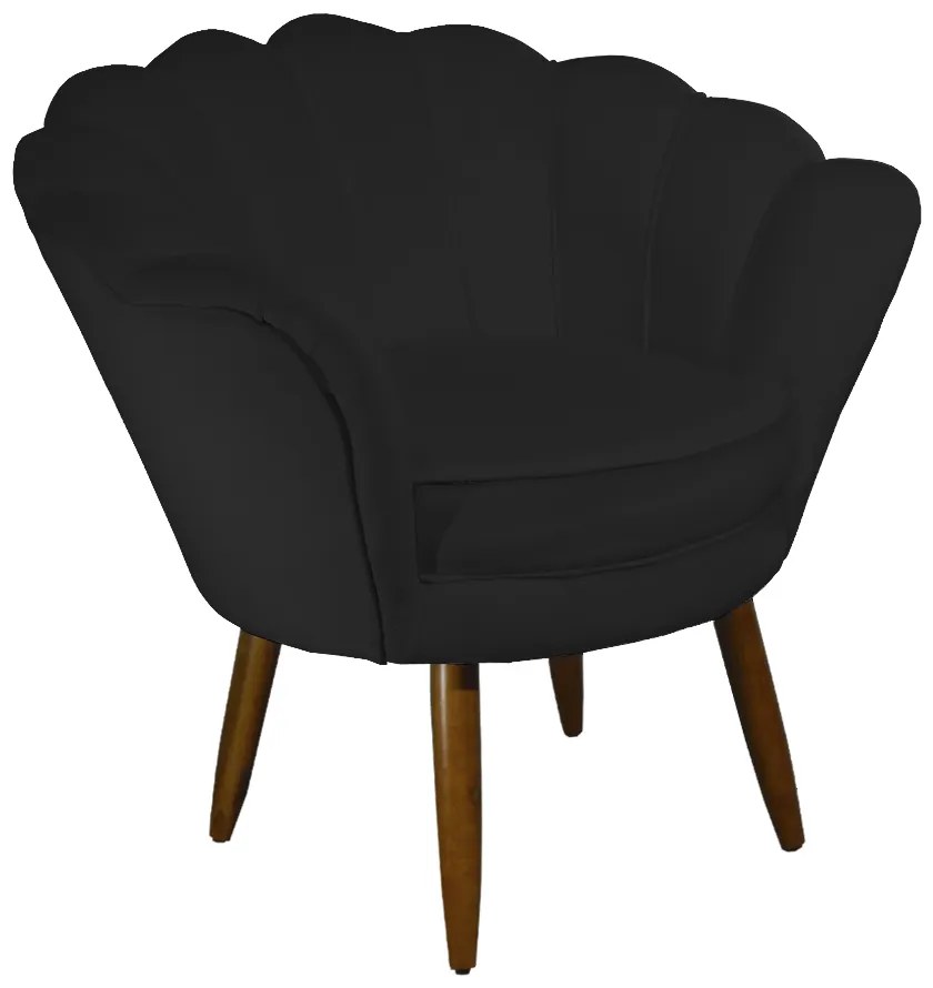 Poltrona Decorativa Pétala Pés Palito Suede Preto - Sheep Estofados