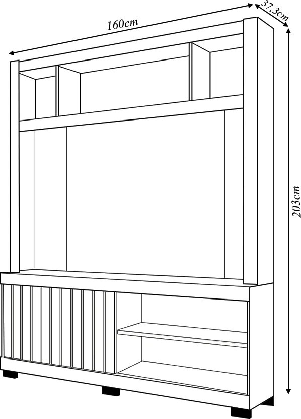 Home Estante Prisma 160cm MDP Portas de correr Ripado Mel/Cacao G11- Gran Belo