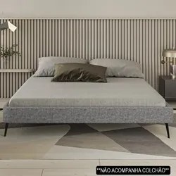 Cama Casal Queen 165cm Pés Metálicos Elisa S05 Linho Cinza - Mpozenato