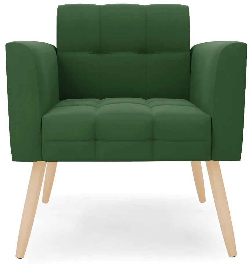 Poltrona Elisa Suede Verde Pés Palito Natural D03 - D'Rossi