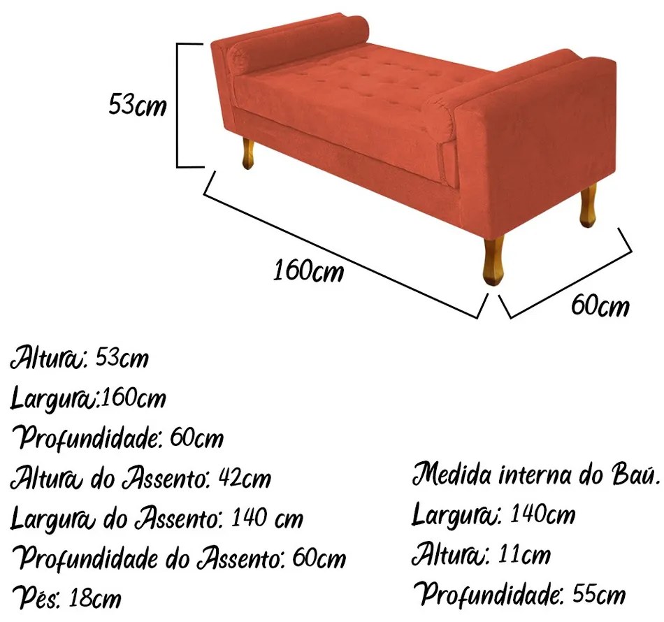 Recamier Félix Queen Size 160cm Suede Terracota - ADJ Decor