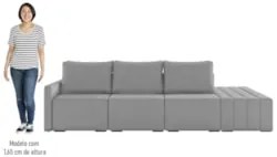 Sofá Ilha Modular com Puff para Sala Living 312cm Georgia Z08 Veludo C