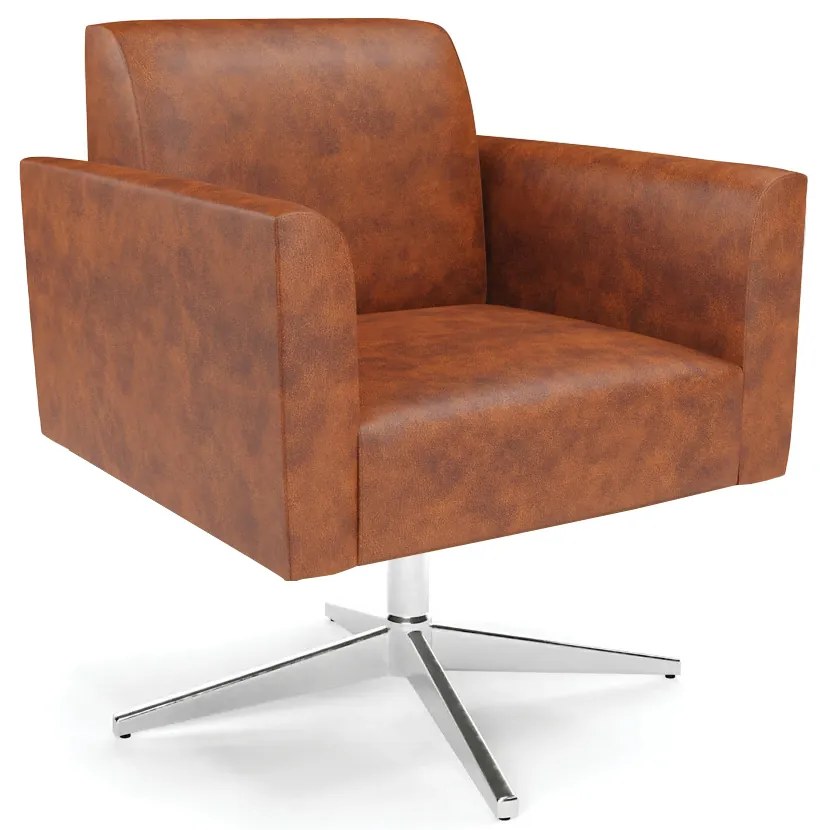 Poltrona Giratória Marisa Corano Nozes Base Cromada