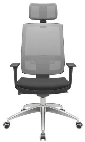 Cadeira Office Brizza Tela Cinza Com Encosto Assento Aero Preto Autocompensador 126cm - 63193 Sun House