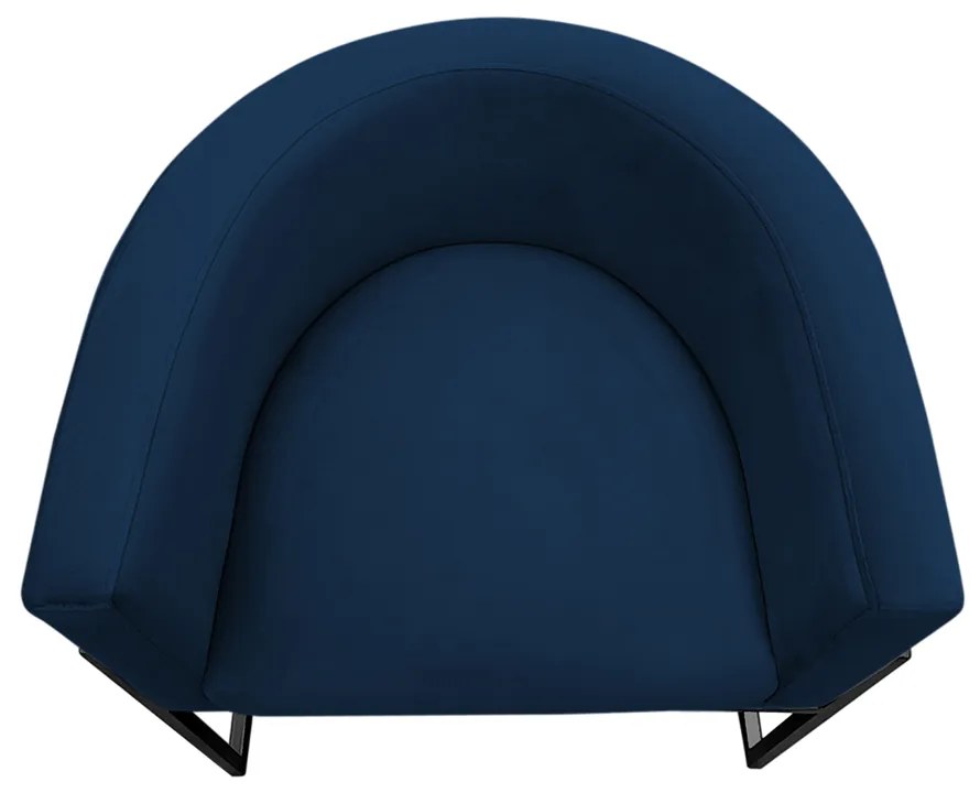Poltrona Decorativa Base Metal Preta Luna Veludo Azul - Sheep Estofados - Azul escuro