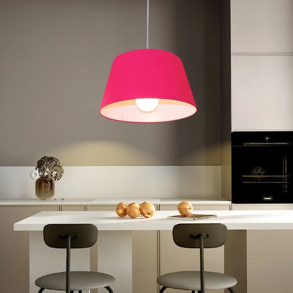 Lustre Pendente Cone Md-4039 Cúpula em Tecido 21/40x30cm Rosa Pink - Bivolt