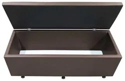 Calçadeira Baú Casal 140cm Estofada Liz S05 Sintético Marrom - Mpozena