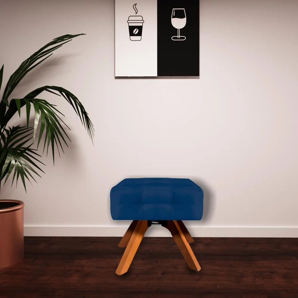 Puff Decorativo Base Giratória Karen Suede Azul Marinho G19 - Gran Belo