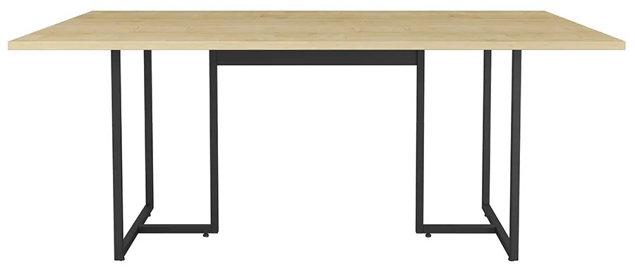 Mesa de Jantar 06 Lugares Lina 180 cm Natural Base Metálica Industrial Preto - D'Rossi