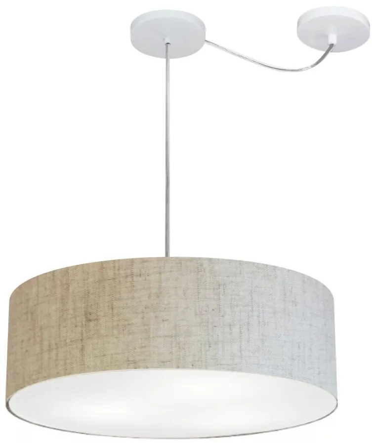 Lustre Pendente Cilíndrico Com Desvio Md-4222 Cúpula em Tecido 45x15cm Rustico Bege - Bivolt