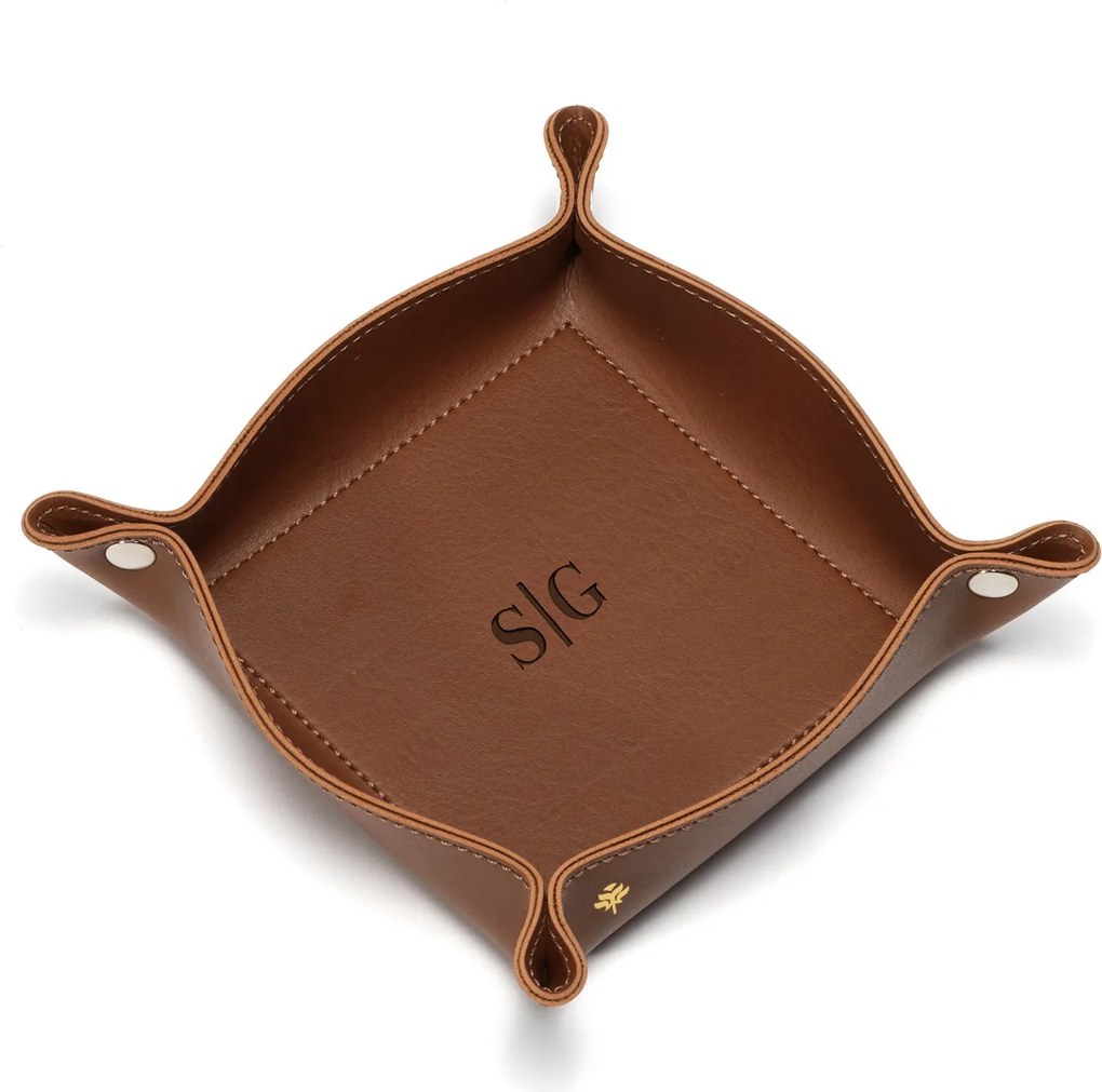 Porta Objetos de Mesa Sottile Casa em Couro PU Havana - P P