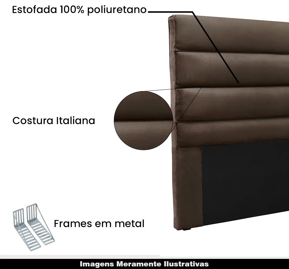 Cabeceira Decorativa Queen Size 1,60M Guess Veludo Marrom G63 - Gran Belo