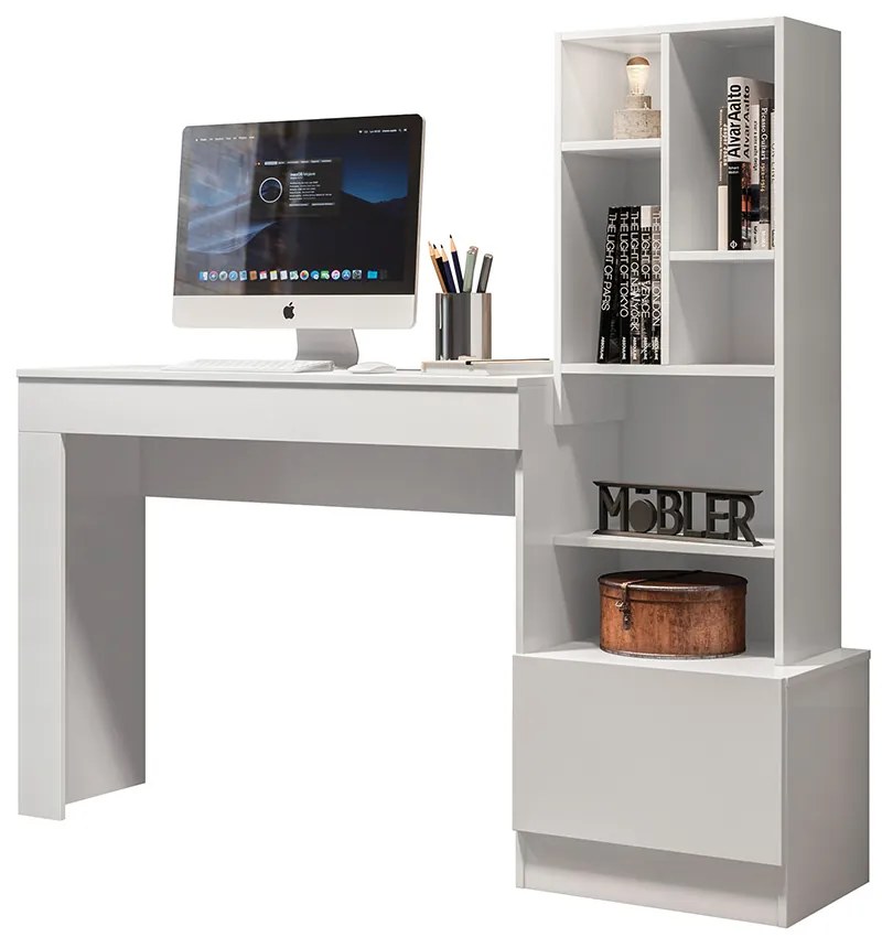 Escrivaninha Office Sara com Estante 149 cm Branco M04 - D'Rossi