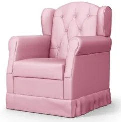 Poltrona de Amamentação Fixa com Puff Lucy Z39 Sintético Rosa - Mpozen