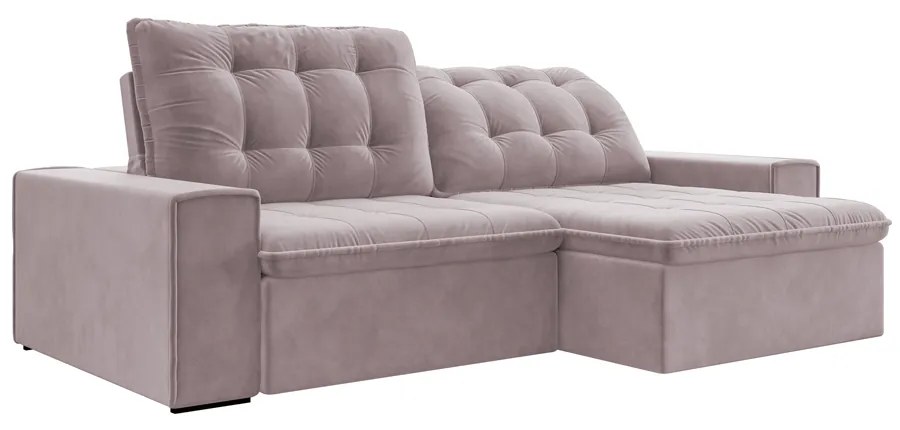 Sofá Retrátil 274 cm Sala de Estar Gabi Suede Rosê G52 - Gran Belo