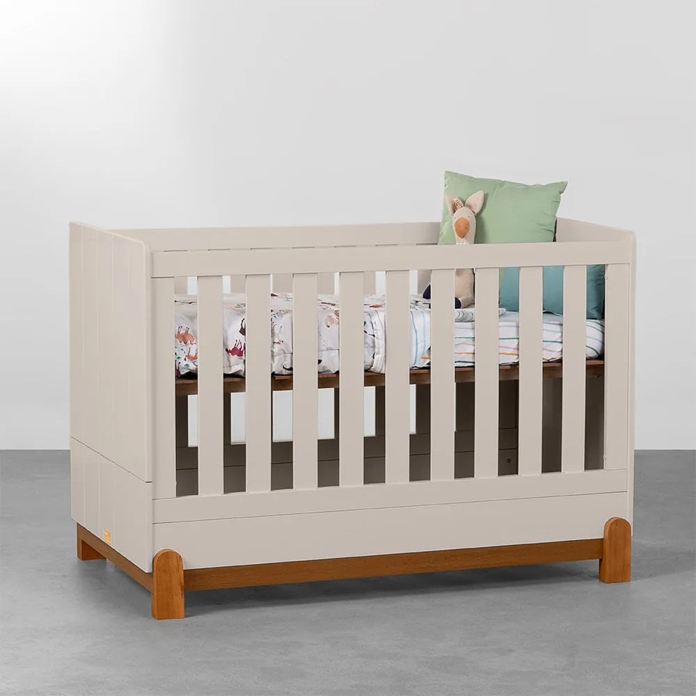 Berço Mini Cama Lotus com Frisos - Areia Fosco