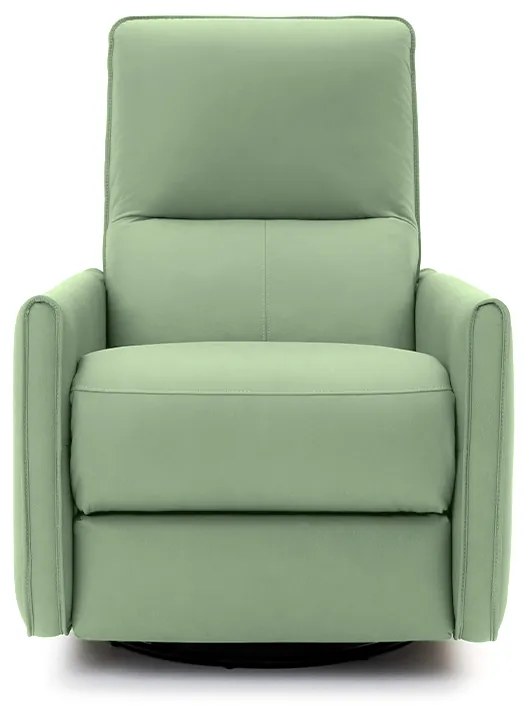 Poltrona do Papai Sala de Estar Reclinável Elétrica Palace USB e USB-C Gira Balança Couro Verde Claro G40 - Gran Belo