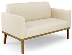 Sofá Namoradeira e 2 Poltronas Base Madeira Castanho Maressa Linho Beg