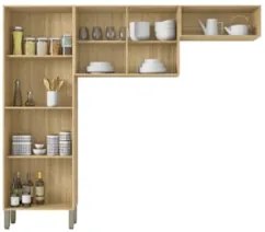 Armário de Cozinha Compacta 221cm Vivian Freijó/Gris Z06 - Mpozenato