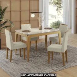 Mesa de Jantar Retangular 120cm 4 Lugares Yuma Ypê/Off N02 - Mpozenat